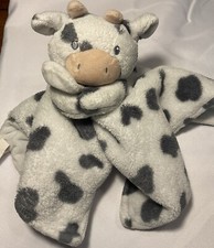 Carters Black  White Spotted Cow Lovey Security Blanket 2022 Sewn Eyes Baby