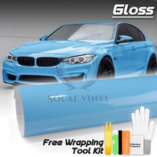 Gloss Glossy Light Blue Vinyl Car Wrap Sticker Decal Bubble Free Air Release