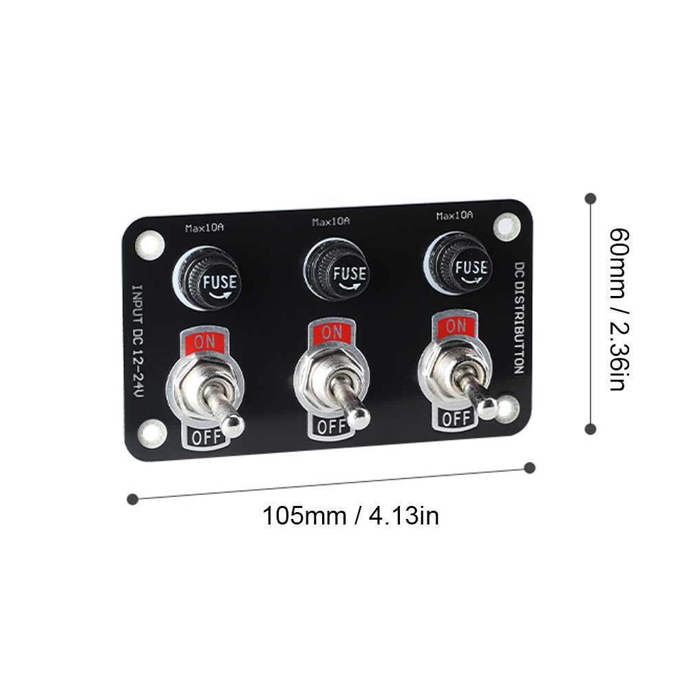 3 GANG ROCKER Switch Panel Circuit Breaker LED Voltmeter RV Car Marine
