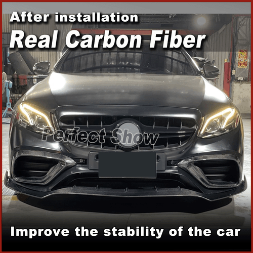For Mercedes Benz W213 S213 E63 AMG 2016-20 REAL Carbon Front Bumper Lip Spoiler - Picture 12 of 14