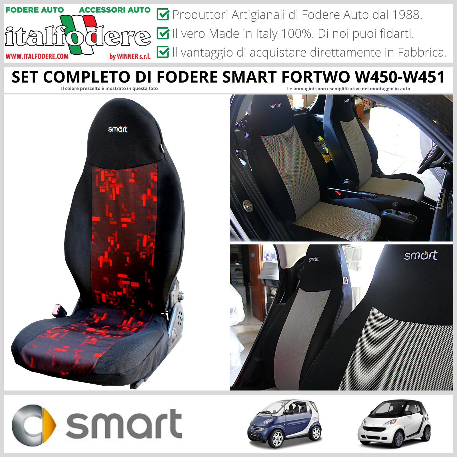 Coperture Sedili E Cuscini COPRISEDILI AUTO DAL 2007 FODERE BICOLORE NERO VEDI C - Foto 5