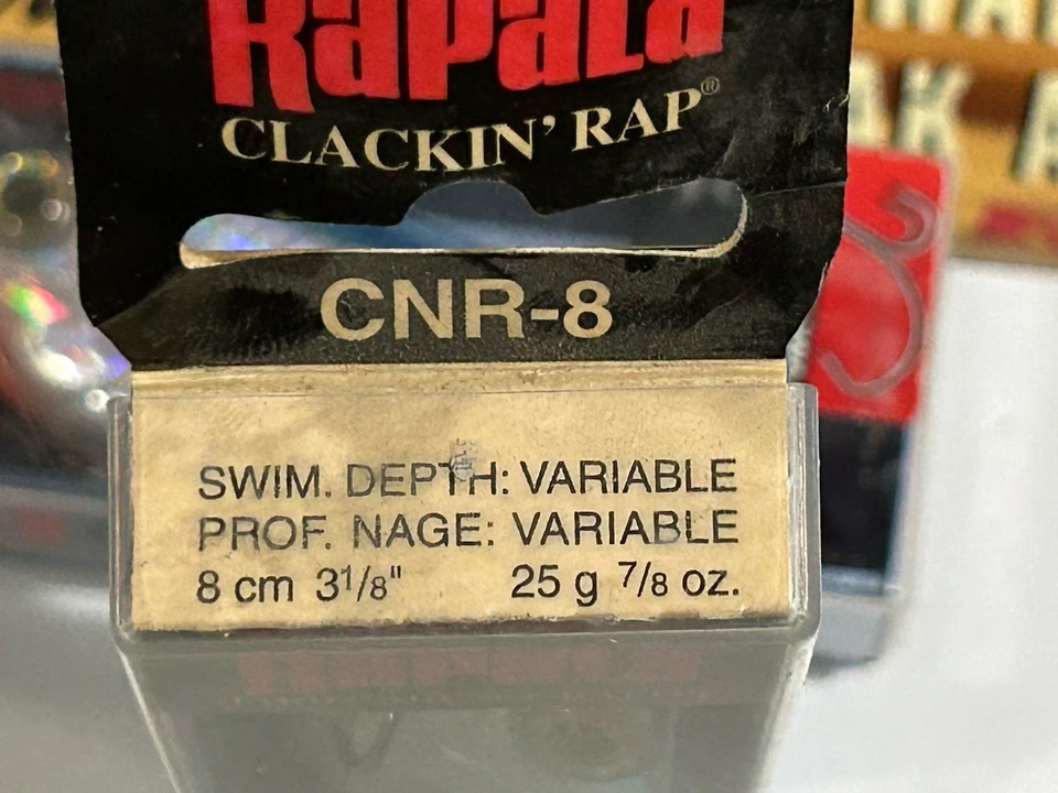 LOT OF 2 Rapala CNR-8 Clackin' Rap 08 SB Lipless Crankbait SILVER BLUE NOS NIPS - Image 3 of 4