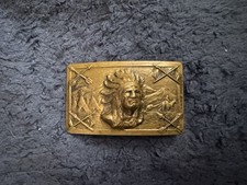 RARE 1940S ROBINS CO. NATIVE AM INDIAN CHIEF BELT BUCKLE THORESEN PAT DESIGN
