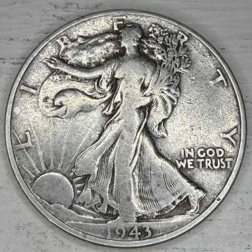 1943-P Walking Liberty Half Dollar, Fine Condition, 90% Silver