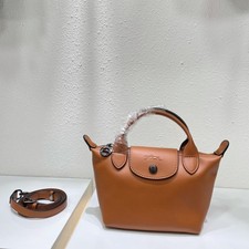 Longchamp Brown Mini Calfskin Pouch with Long Shoulder Strap 17x14x10cm
