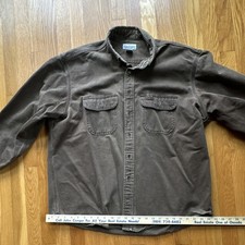 Vintage Carhartt Cotton Twill Men's Long Sleeve Button-Up Shirt Brown XL