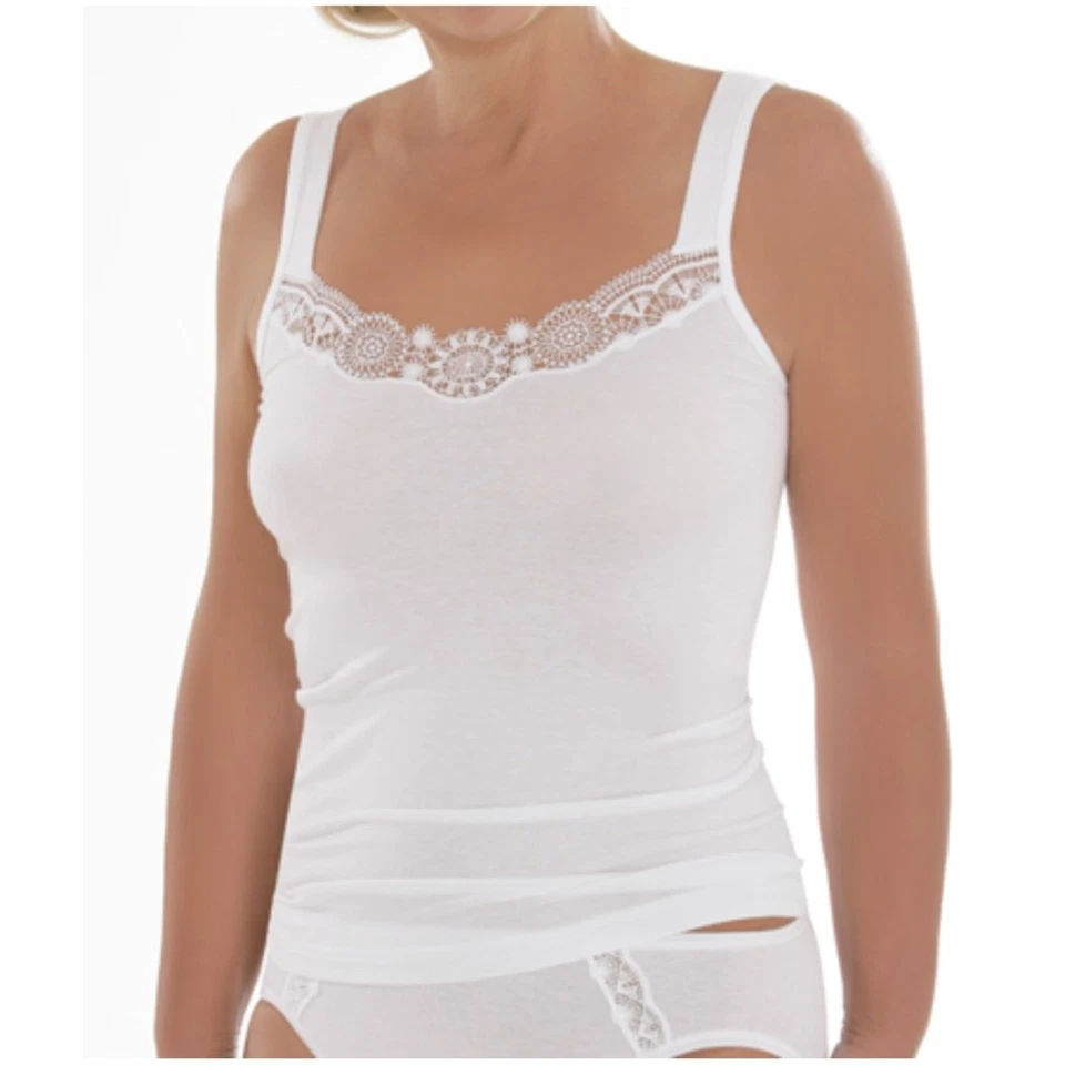 Comazo Damen Unterhemden 2er Pack Micromodal Achselhemden Spitze Trägerunterhemd - Bild 1 von 1