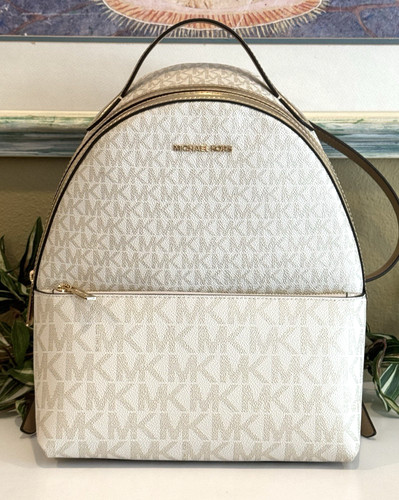 MICHAEL KORS SHEILA MEDIUM ZIP BACKPACK BAG TRAVEL TRIP TOTE MK LOGO PALE GOLD
