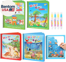4 Pack Reusable Water Coloring Books for Toddlers, Paint with Water Books,Mess-F
