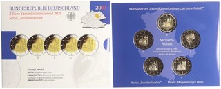 BRD 2 Euro Gedenkmünzenset 2021 Sachsen Anhalt Spiegelglanz in OVP