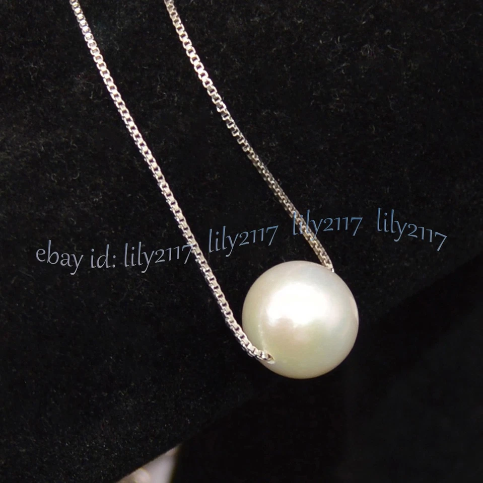 Colar pingente de pérolas branco do mar do sul redondo natural genuíno 11-12 mm 18 polegadas - Imagem 3 de 4