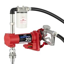 OMT 12V DC Fuel Transfer Pump, 20 GPM for Diesel, Gasoline, with Auto Nozzle
