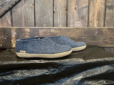 Glerups Shoe Navy Slipper with Leather bottom EU Size 37