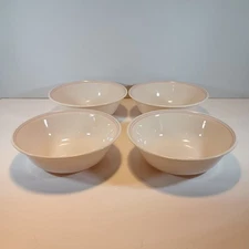 Corelle English Breakfast 4 Soup Cereal Bowls 6.25" Blue Pink Bands