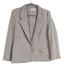 Alfred Dunner Wool Plaid Blazer Jacket Career Business Professional