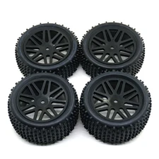 4-Pack 1/10 Scale Off Road Buggy Tires & Wheel Rims Set Front and Rear Replace