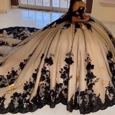 Customized Luxury Black Ball Gown Quinceanera Dress Custom 2025 Off The Shoulder
