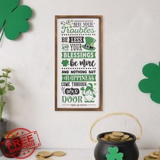 flangairy St Patricks Day Wall Art 23.6x11.8" Irish Blessing Wood