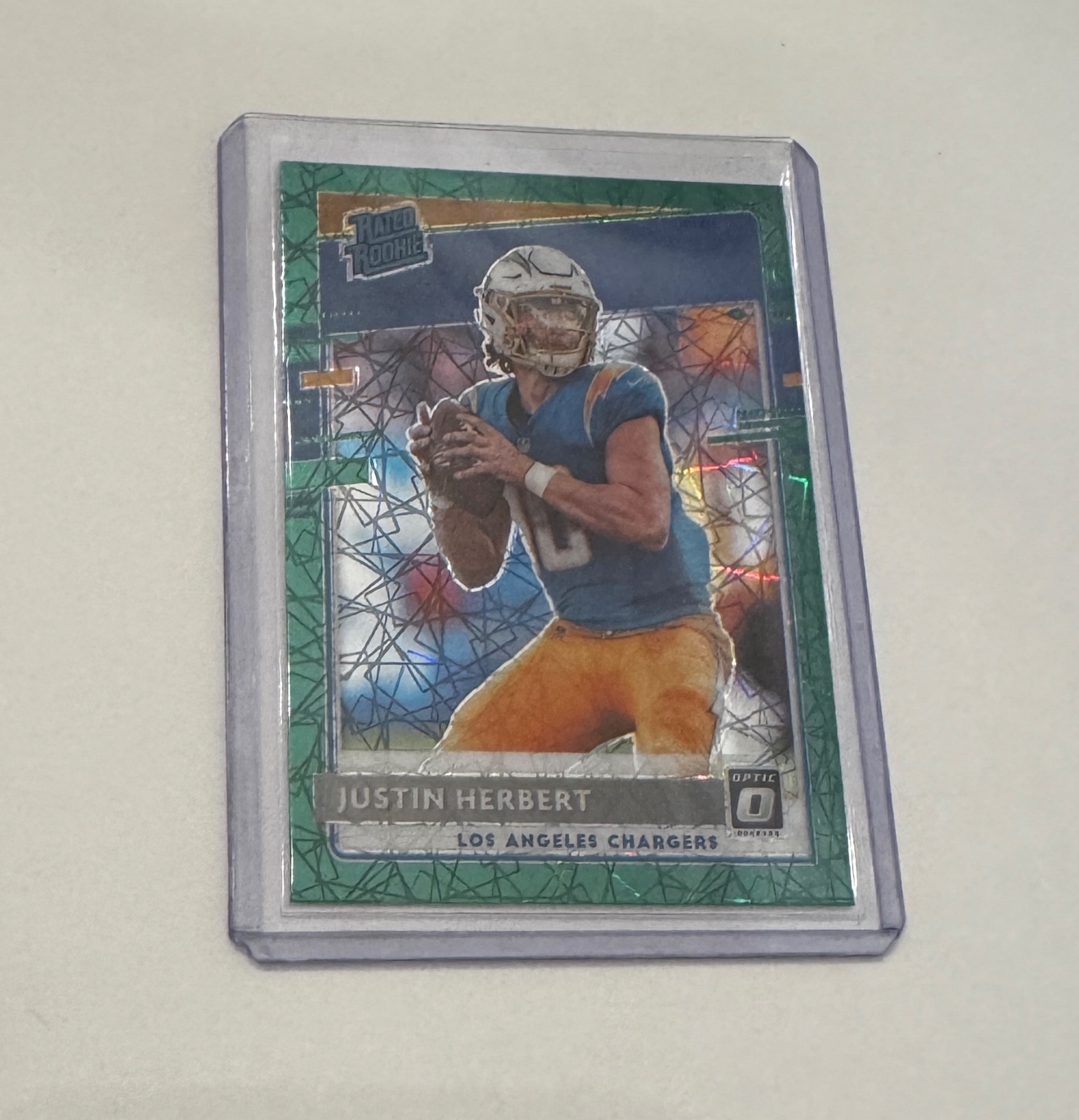 2020 Donruss Optic Justin Herbert Green Velocity Prizm RC #153 Chargers