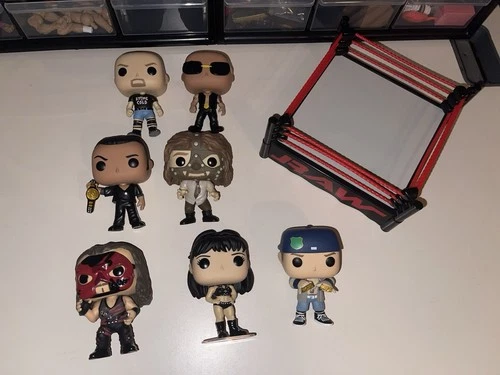 Funko Pop! WWE Loose Lot/7 Figures And Ring John Cena Kane The Rock Stone Cold
