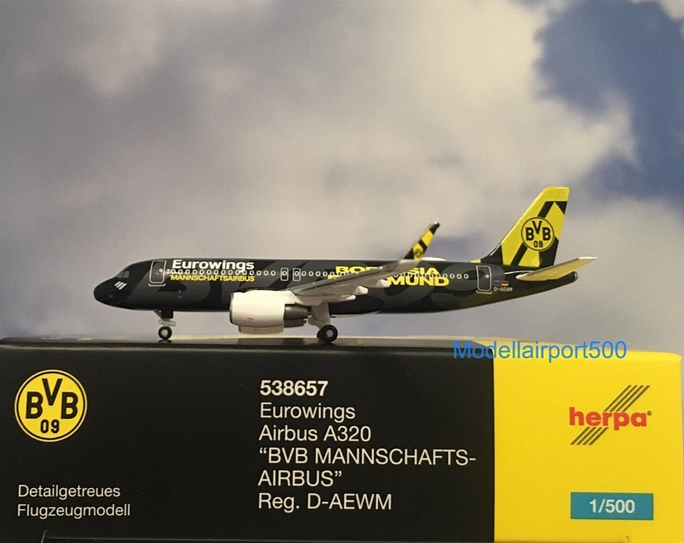 Herpa Wings 1:500 Airbus A320 BvB Mannschaftsairbus 538657 Modellairport500
