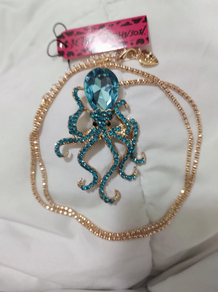 Collar + Broche Pulpo Betsey Johnson Cadena Cuerda Chapada en Oro 30" Foto 4 de 4