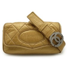 Chanel Coco Mark Calfskin Shoulder Bag Women Gold One Size