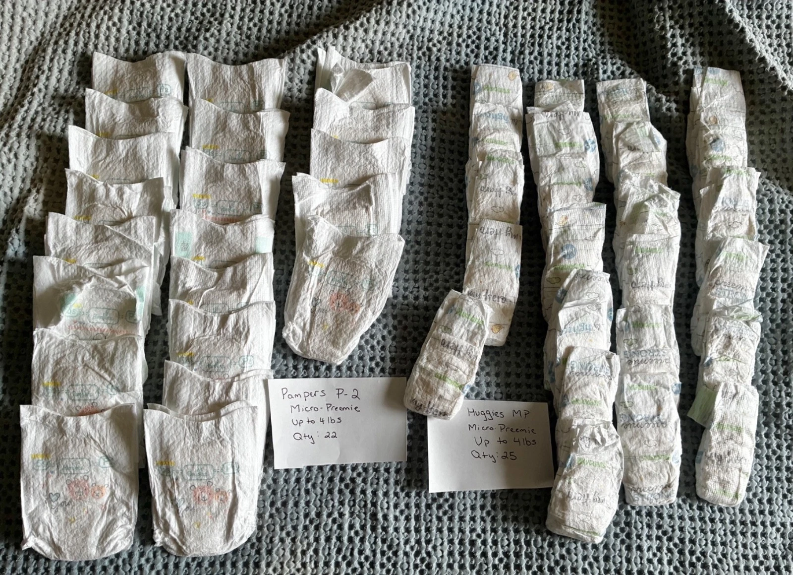 Huggies MP and Pampers P-2 Micro Preemie Diapers - Diapers fit up to 4 pounds