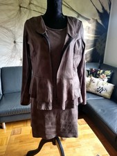 Joachim Bosse Damen Kostüm Rock Shirt Jacke 3tlg. Braun Lederoptik Gr. 5