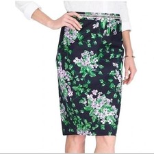 Talbots Oprah Collection Navy Floral Knee Length Pencil Skirt Women's Size 4