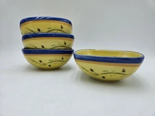 Pfaltzgraff Pistoulet Set Of 4 RARE Blue Rim Square Soup Cereal Bowls 5¾" 18 Oz