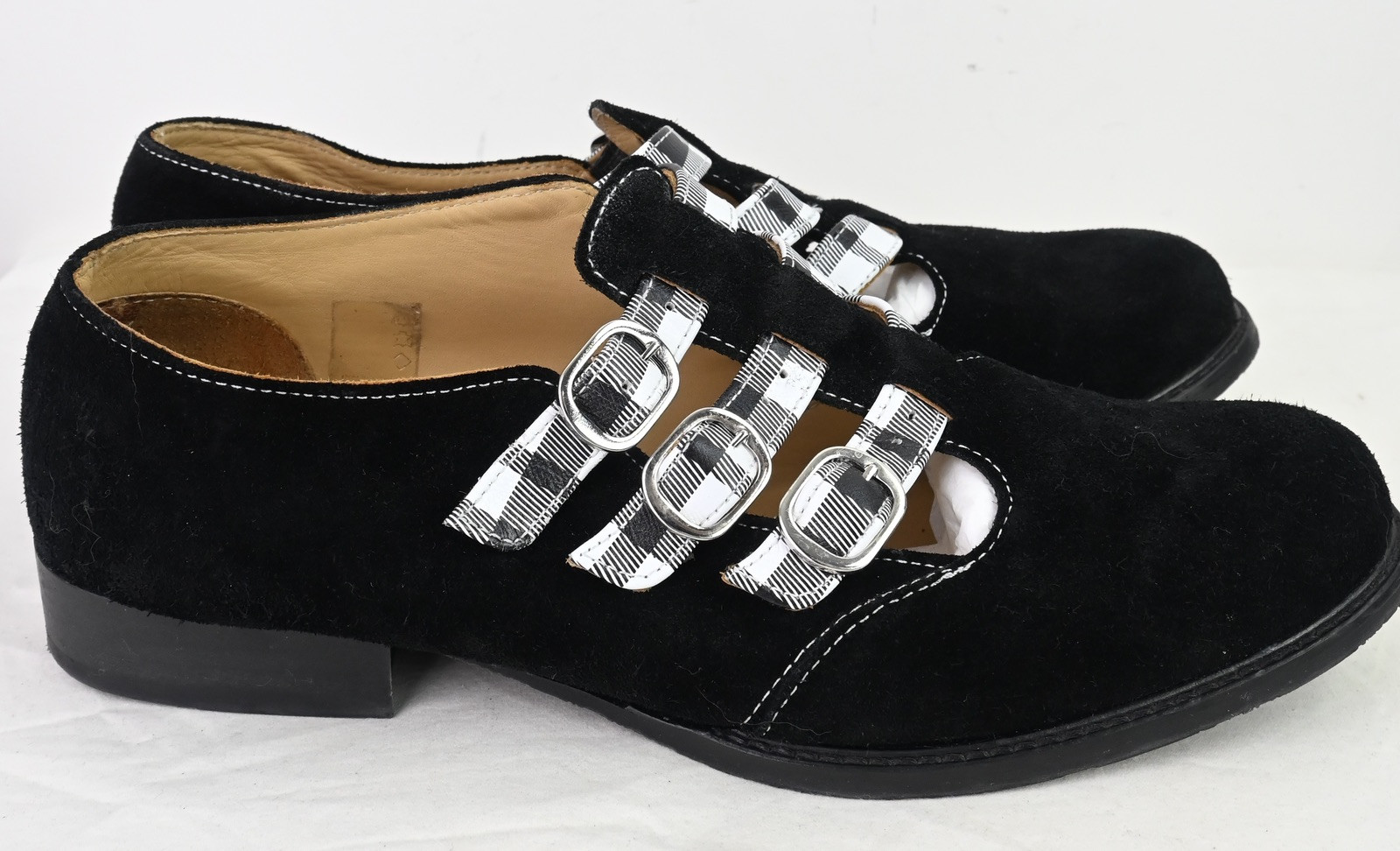 John Fluevog McPhee Black Suede Leather Mary Jane EU46 US13 image 2