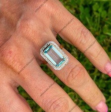 Natural Blue Topaz Ring 925 Sterling Silver Natural Blue Topaz Engagement Ring