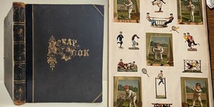 1880 antique EXCEPTIONAL SCRAPBOOK victorian trade card die cuts album 90pgs