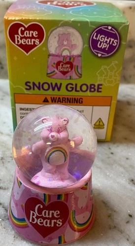 NEW Care Bears Cheer Bear Pink Mini Light-Up Snow Globe | 3 Inches Tall
