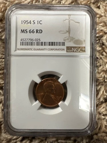 1954-S Lincoln Wheat Cent NGC MS66RD Red 1C San Francisco 4527796-025