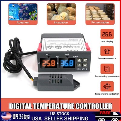 STC-3028 AC110-220V Dual Digital Temperature Humidity Controller Thermostat New