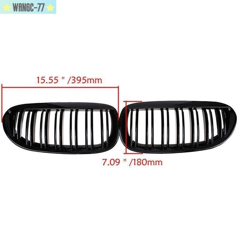 Rejilla de riñón negra brillante para BMW Serie 6 E64 E63 645Ci 650i M6 2006 2007-2010 Foto 2 de 4