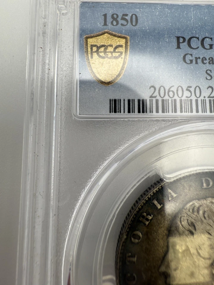 Rare 1850 Great Britain Half-Crown PCGS Graded VF-25 W/ Beautiful Toning  - Image 4 of 4
