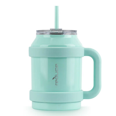 Reduce 50oz Stainless Steel Mug With Straw, Lid & Easy-Carry Handle, Mild Mint