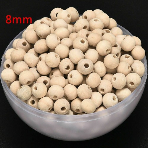 Natural Wooden Round 12mm Beads Handmade Jewellery Macrame Large Hole 50/100 New - Picture 11 of 16