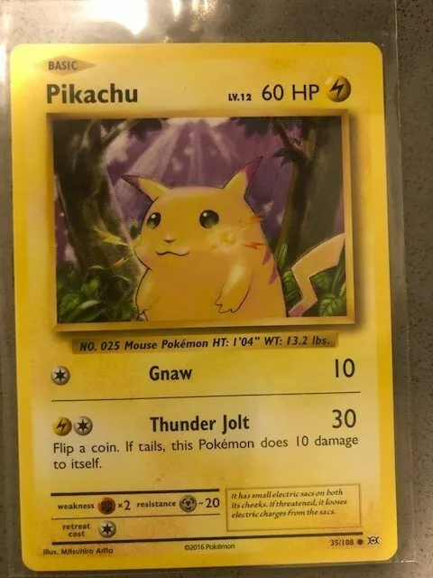 Pikachu Basic Pokemon card 35/108 LV 12 60HP - Mint Condition