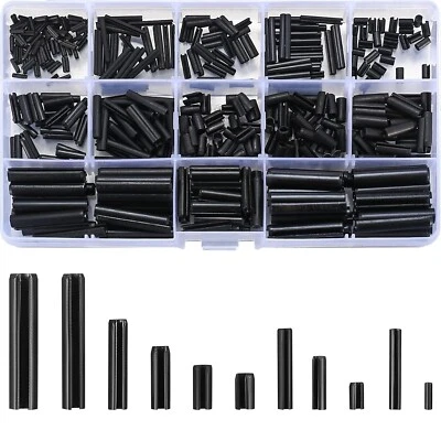 DAJMAIEZ 460 Pcs Roll Pins Assorted, Slotted Spring Roll Pins Assortment Set, Steel Split