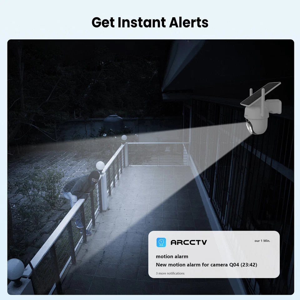 ARCCTV Solar Battery Powered Wireless Security Camera System WiFiIP Outdoor Home - Image 4 of 4
