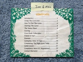 JOE & MAC Instruction Manual - No Game NES Nintendo
