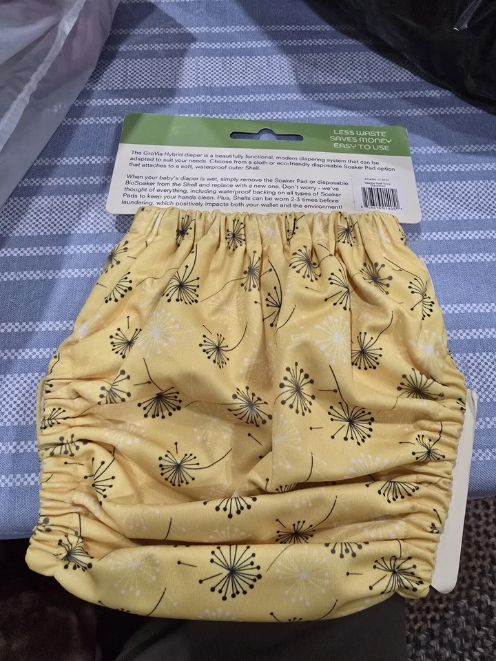 RARE Grovia Hybrid Shell Waterproof Diaper Cover One AI2 NEW DANDELIONS - Image 2 of 4