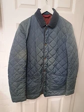 TM LEWIN Quilted COAT Jacket UK 38 Navy Blue Padded Jermyn Street London 