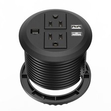 Desktop Power Grommet 3 Inch Desk Power Outlet Socket Recessed Power Strip With