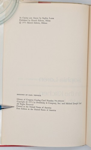 In The Kitchen With Love HCDJ Sophia Loren 1972 STATED First American Ed 1st - Picture 3 of 16
