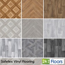 Safetex Wood Plank Effect Vinyl Flooring Kitchen Bathroom Feltback Lino 2m 3m 4m